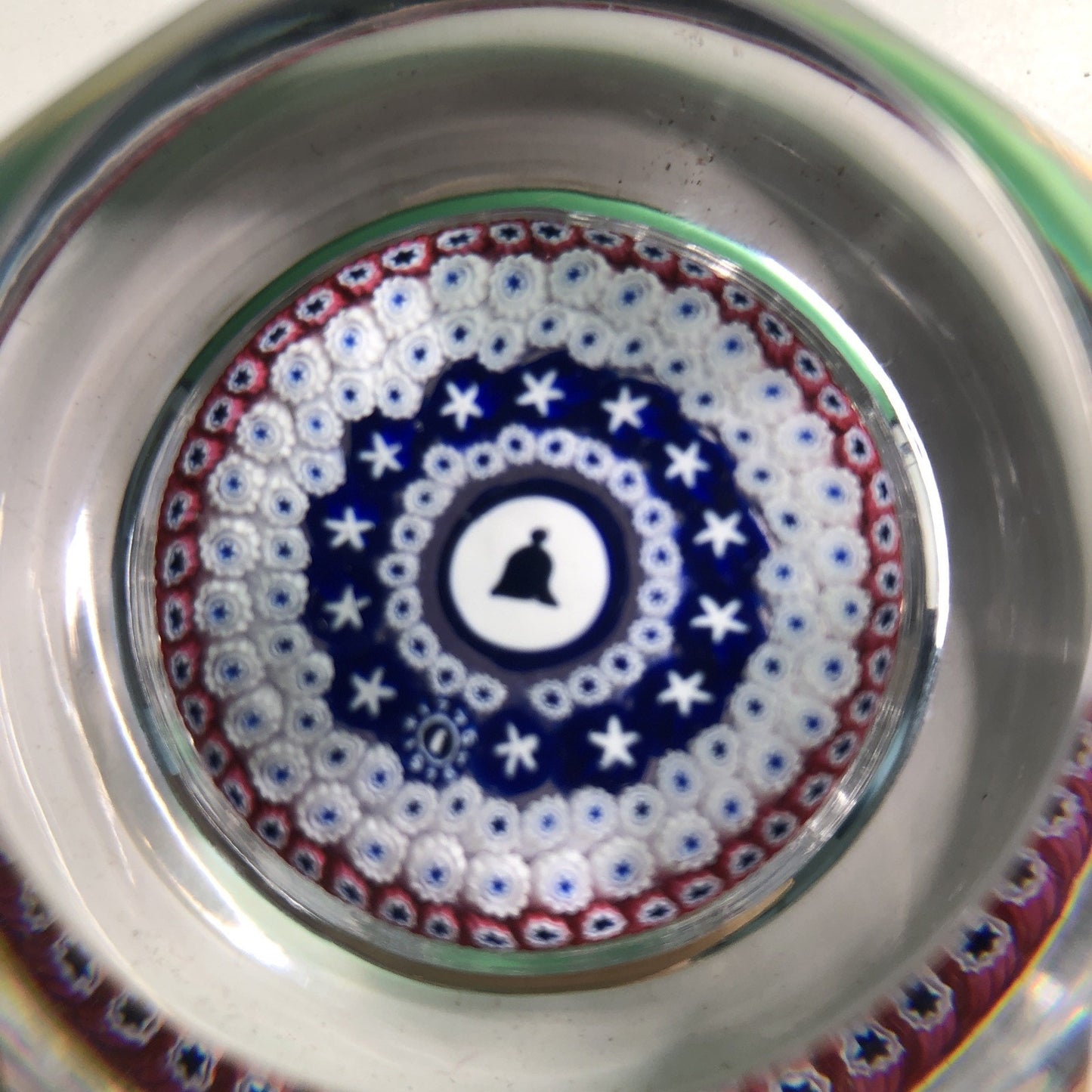 Vintage Whitefriars Glass Millefiori Concentric Cane Faceted Paperweight