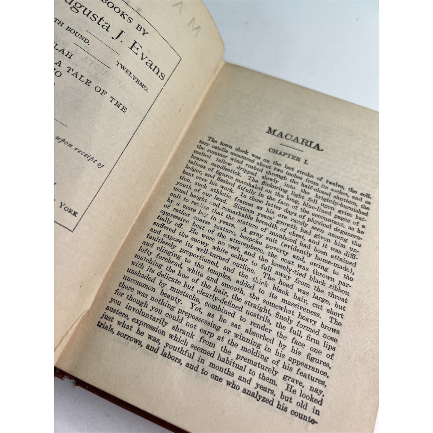 MACARIA by Augusta J. Evans Wilson circa 1900 Antique HC Novel