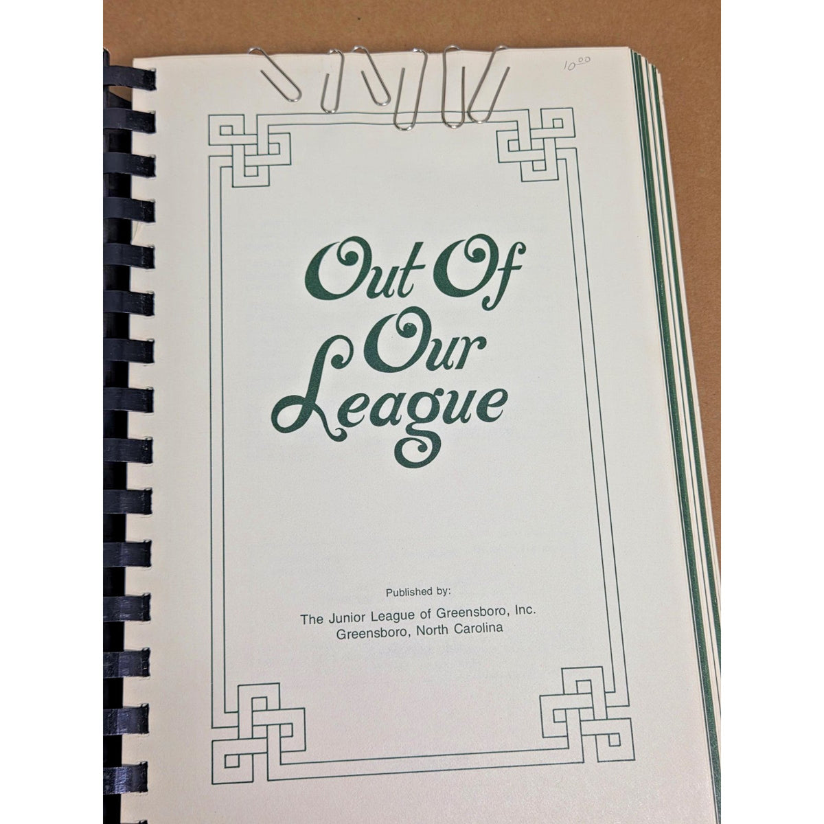 Vintage Out of Our League Greensboro NC Junior League Cookbook Southern Living