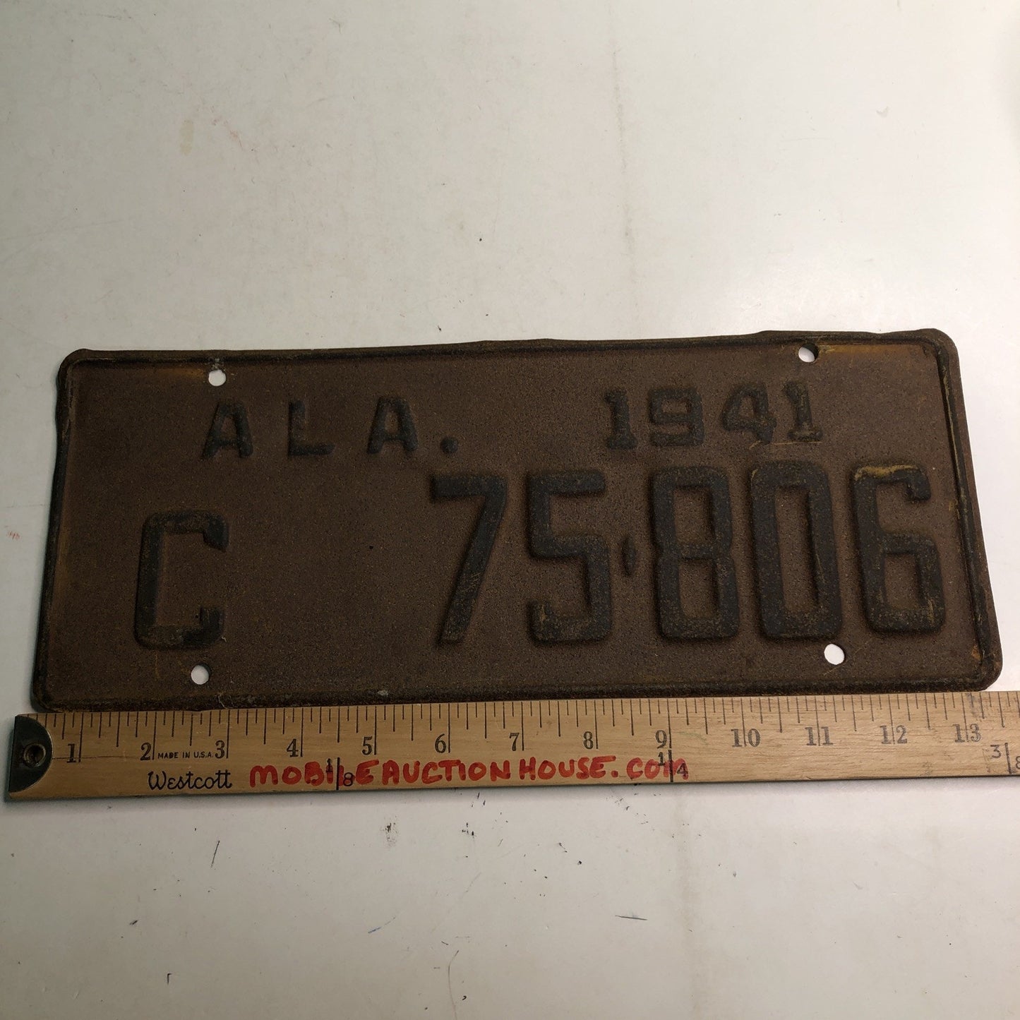 1941 Alabama License Plate Original C 75-806 ALA