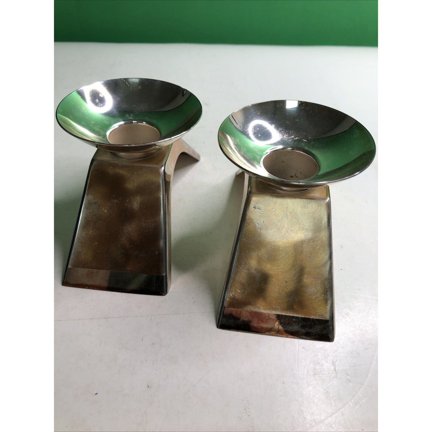 WMF IKORA (Set of 2) Germany Silverplate Candle Holders #4847 Preowned