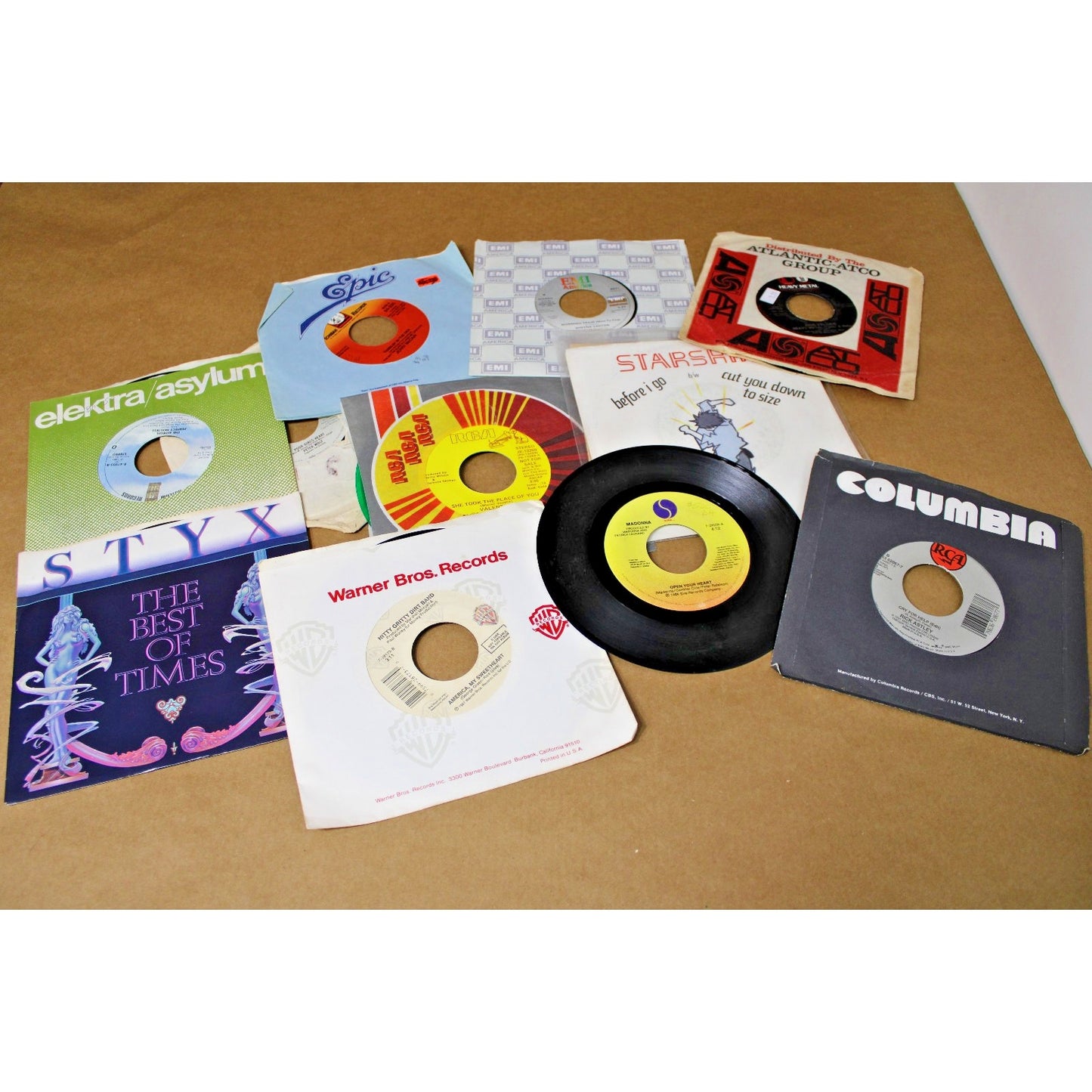 Lot of 11 1980s Pop/ Rock 7-inch 45s/ Records, Madonna, Styx, Starship