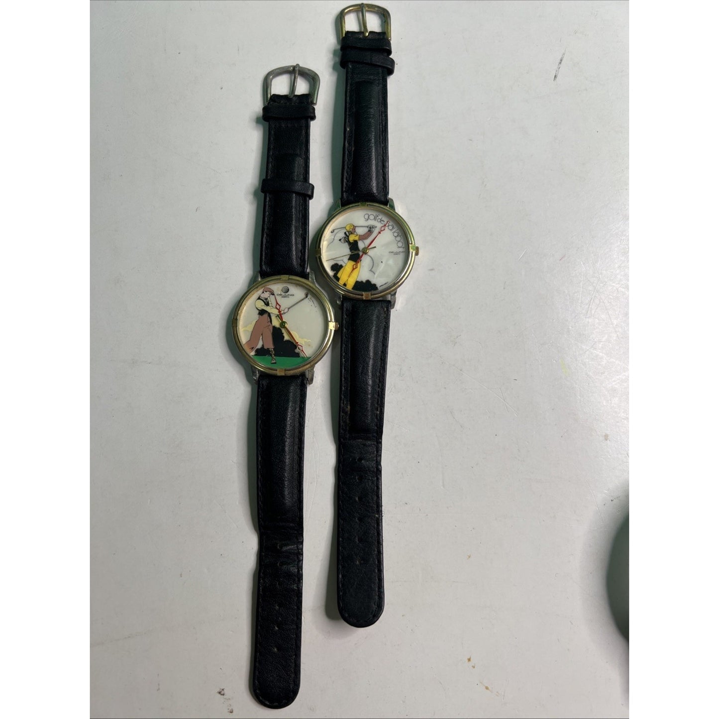 Pair Lot Of 2 DeJuno Quartz Golf Watches Not Working/Needs Battery? Male Female