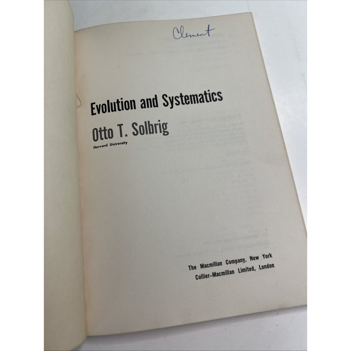 Evolution And Systematics By Otto T. Solbrig 1966 First Printing Paperback