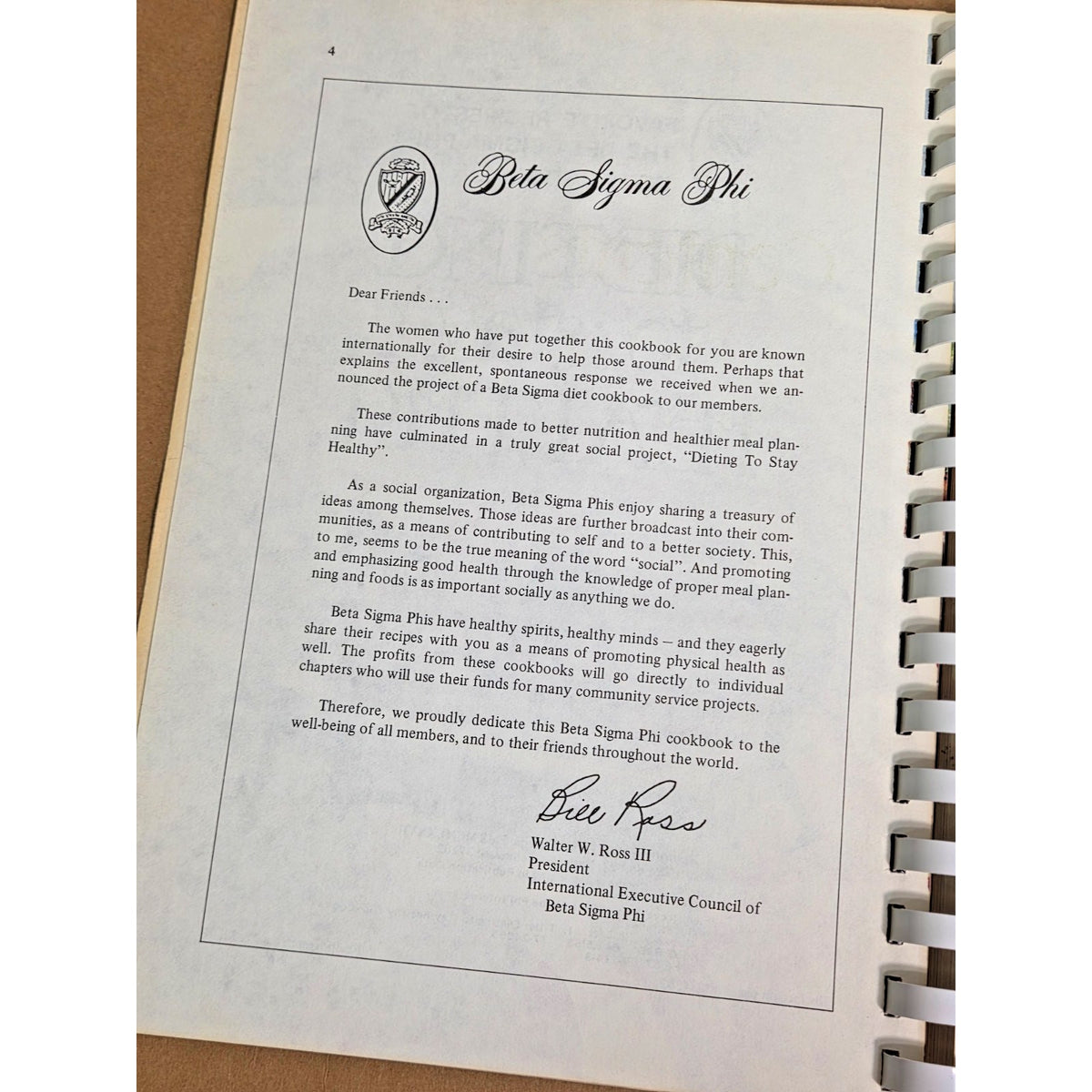 1977 Beta Sigma Phi "Dieting to Stay Healthy" Vintage Spiral Cookbook MCM