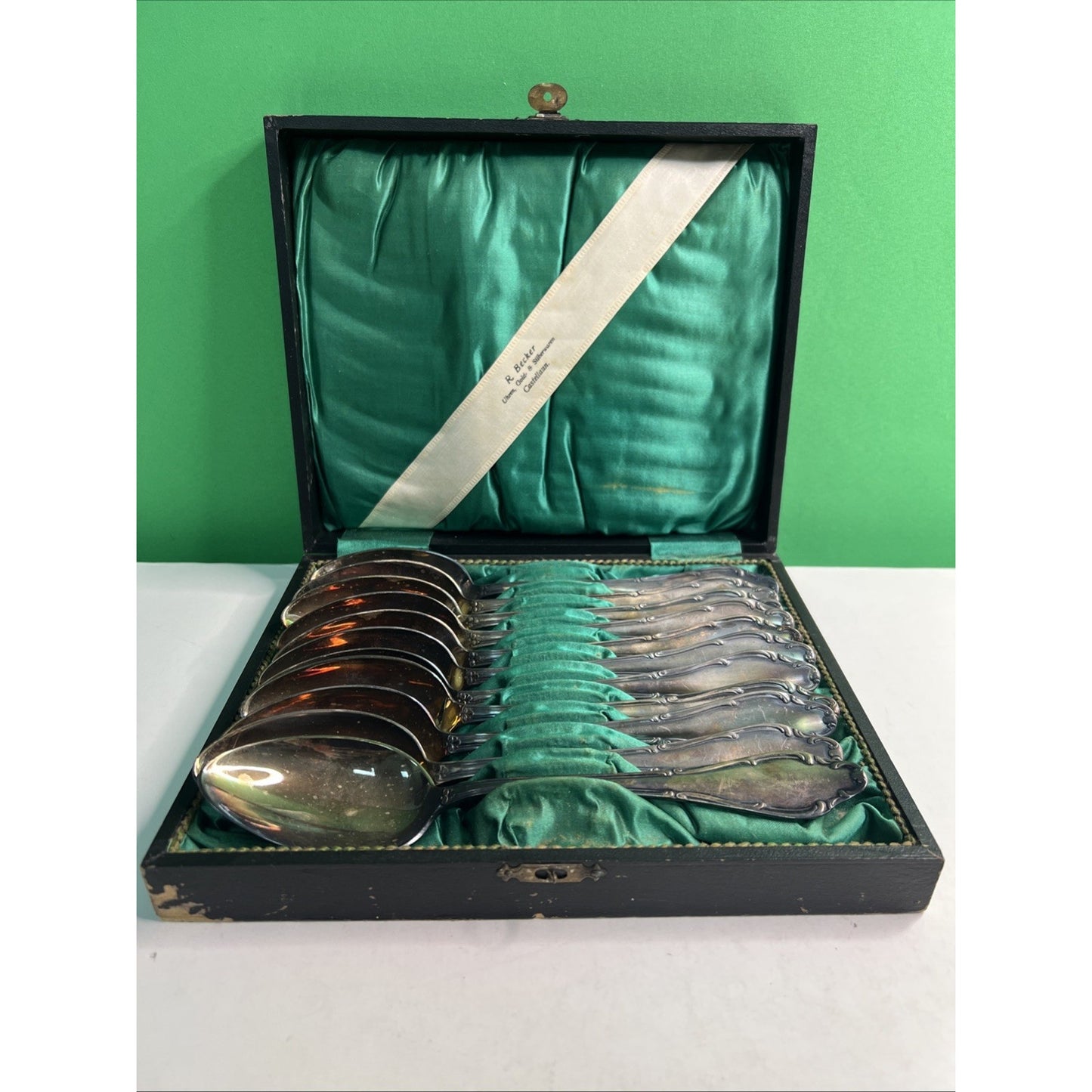 Antique Wellner Germany Silver Plated Serving Spoon Set 11 Total Boxed