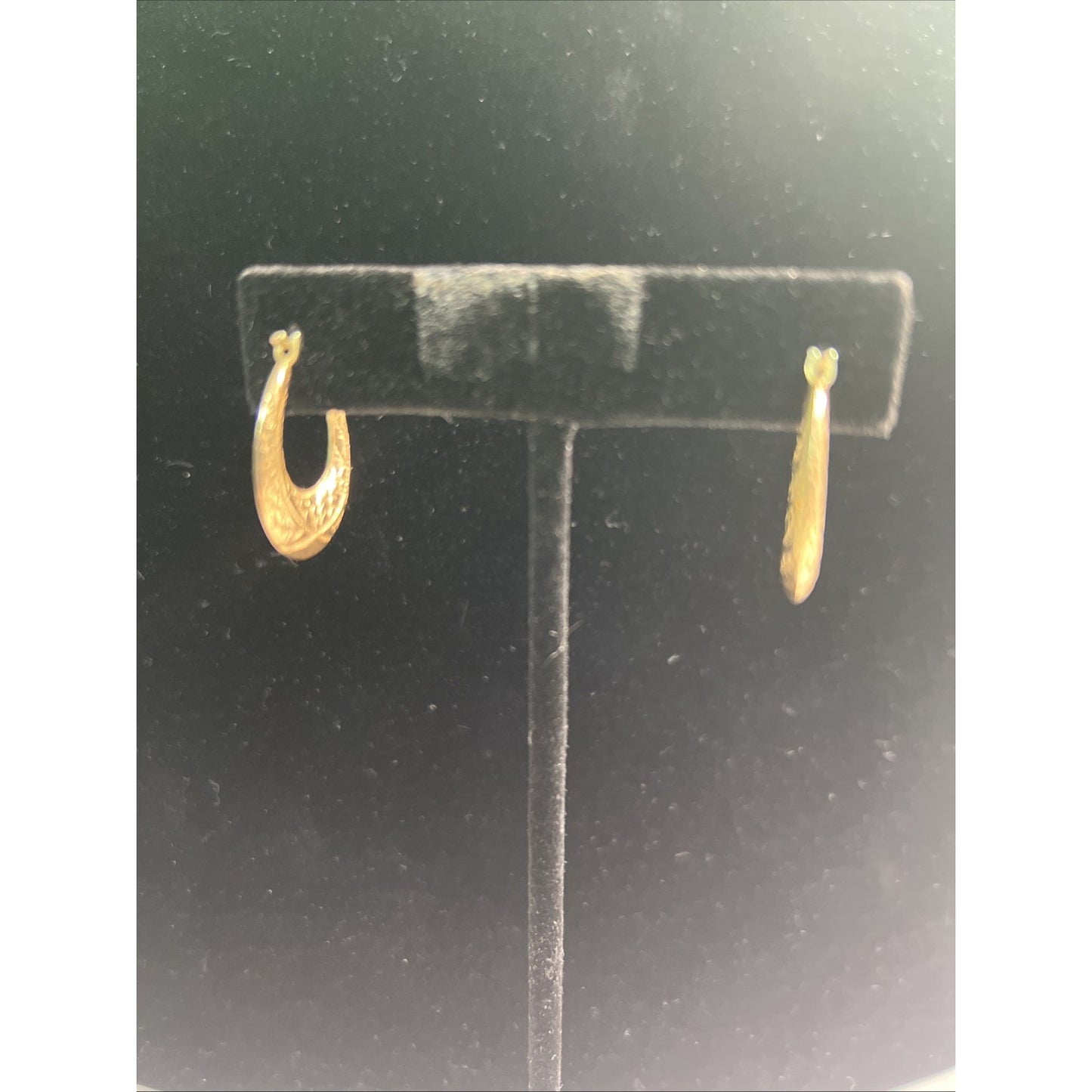 14K Gold Hoop Etched Stamped Earrings - French Lock Hinged Closure