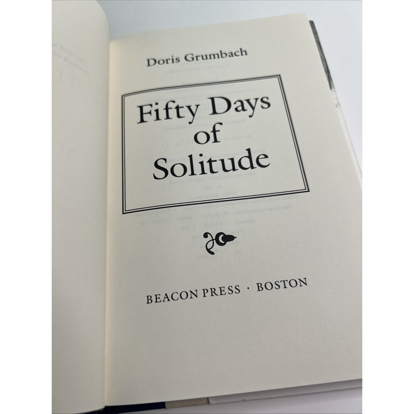Fifty Days of Solitude by Doris Grumbach 1994 HC DJ Biography