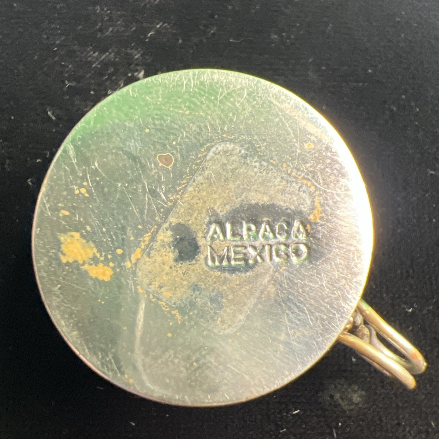 Vintage Mexican Alpaca Silver & Abalone Inlay Pendant & Locket Keepsake Box MOP