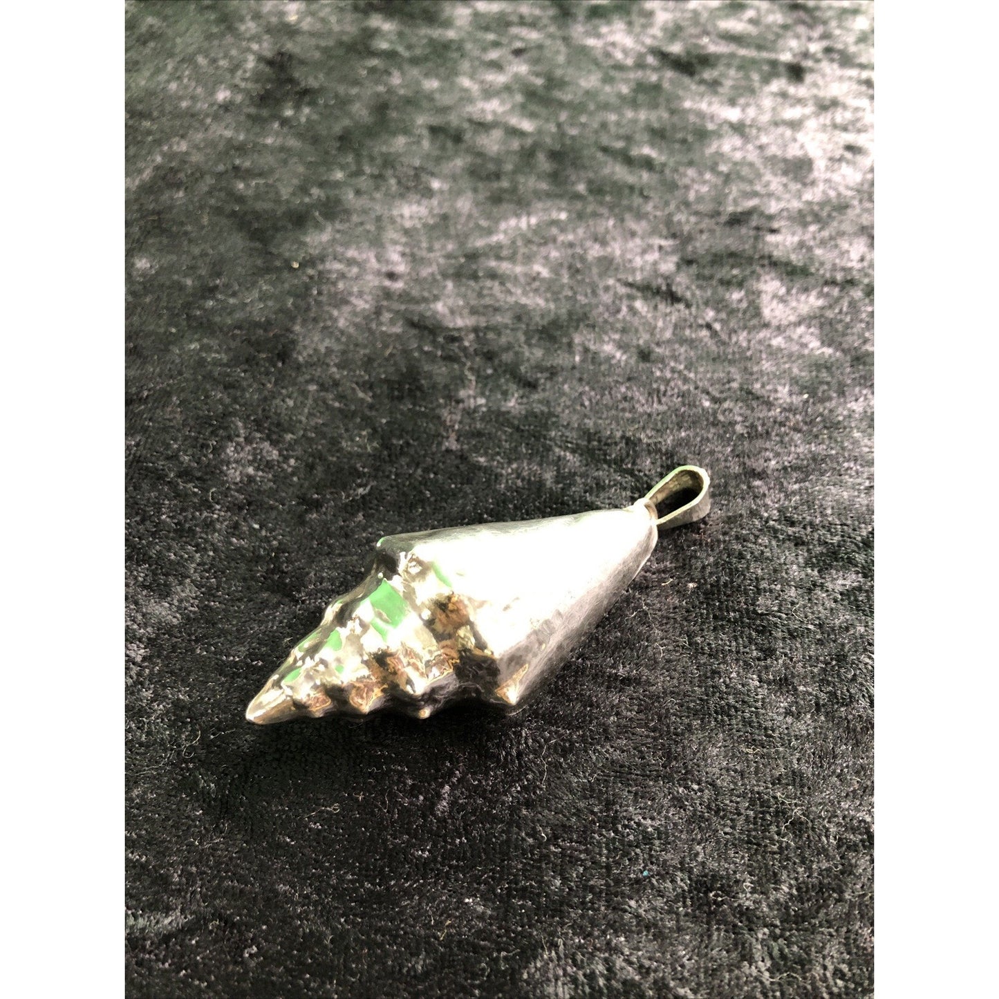 Vintage LARGE CONCH SHELL PENDANT Marked Mexico STERLING SILVER Seashell 17.4g