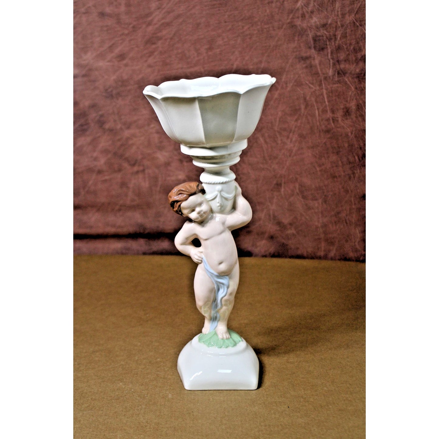 Vintage 1950s-1960s 14" Tall Hand-Painted Cherub/ Putti Planter