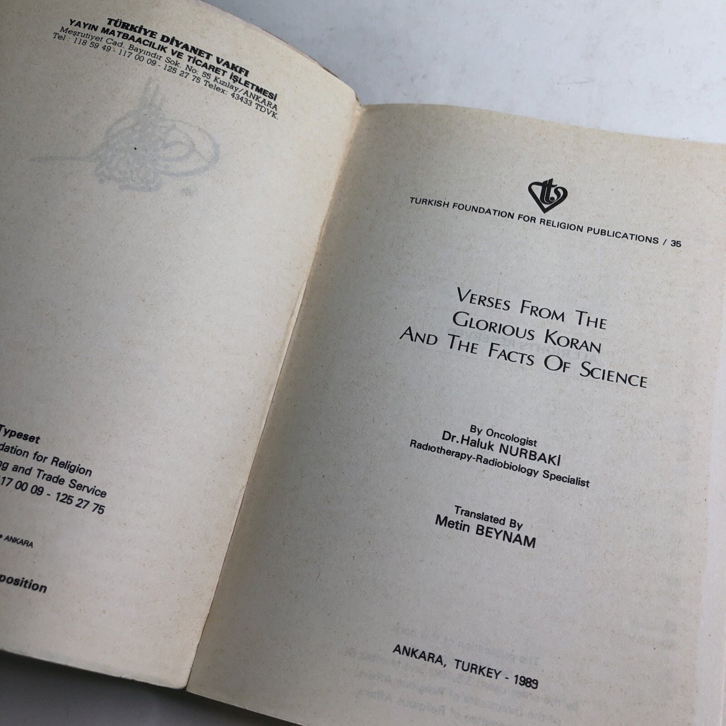 Verses from the Glorious Koran and the Facts of Science by Haluk Nurbaki 1989