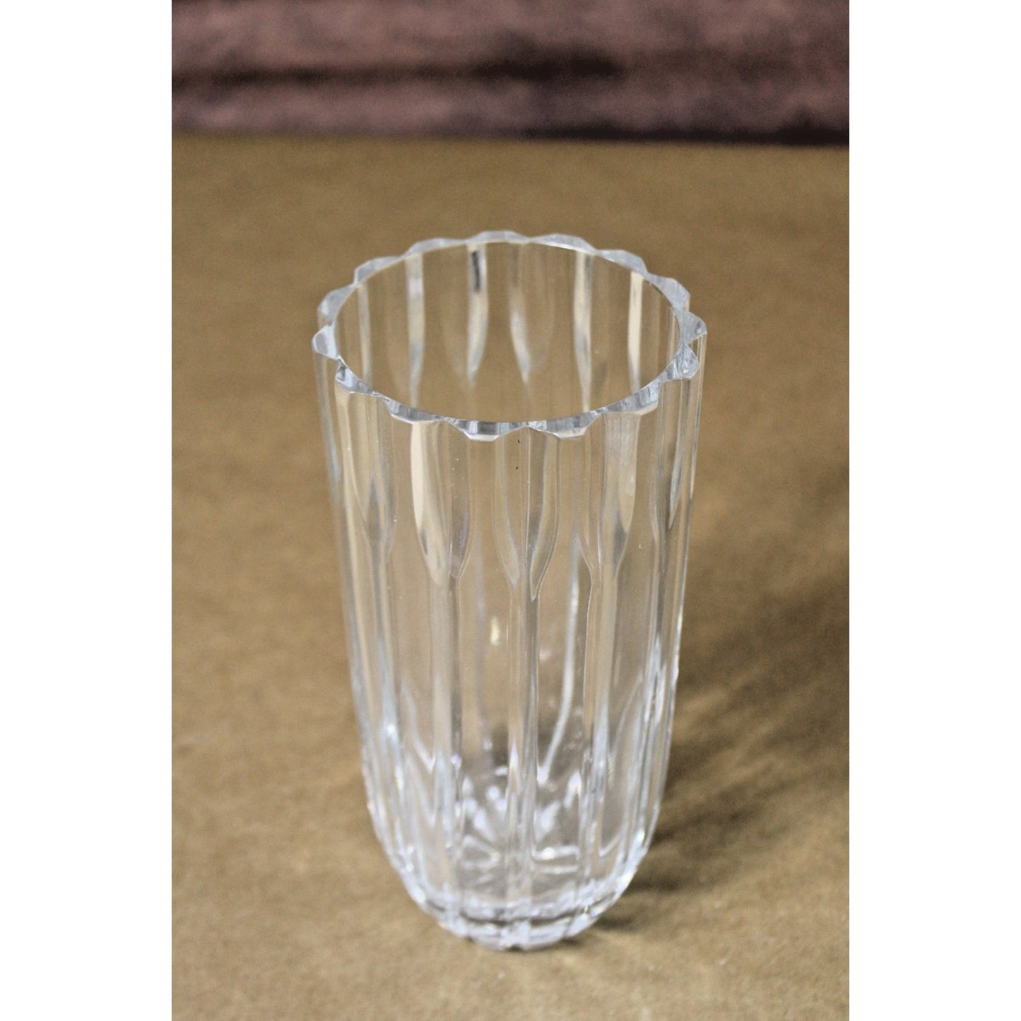 Vintage MCM Dansk 8" T Fluted Heavy Clear Glass Vase, 3.75" Diameter