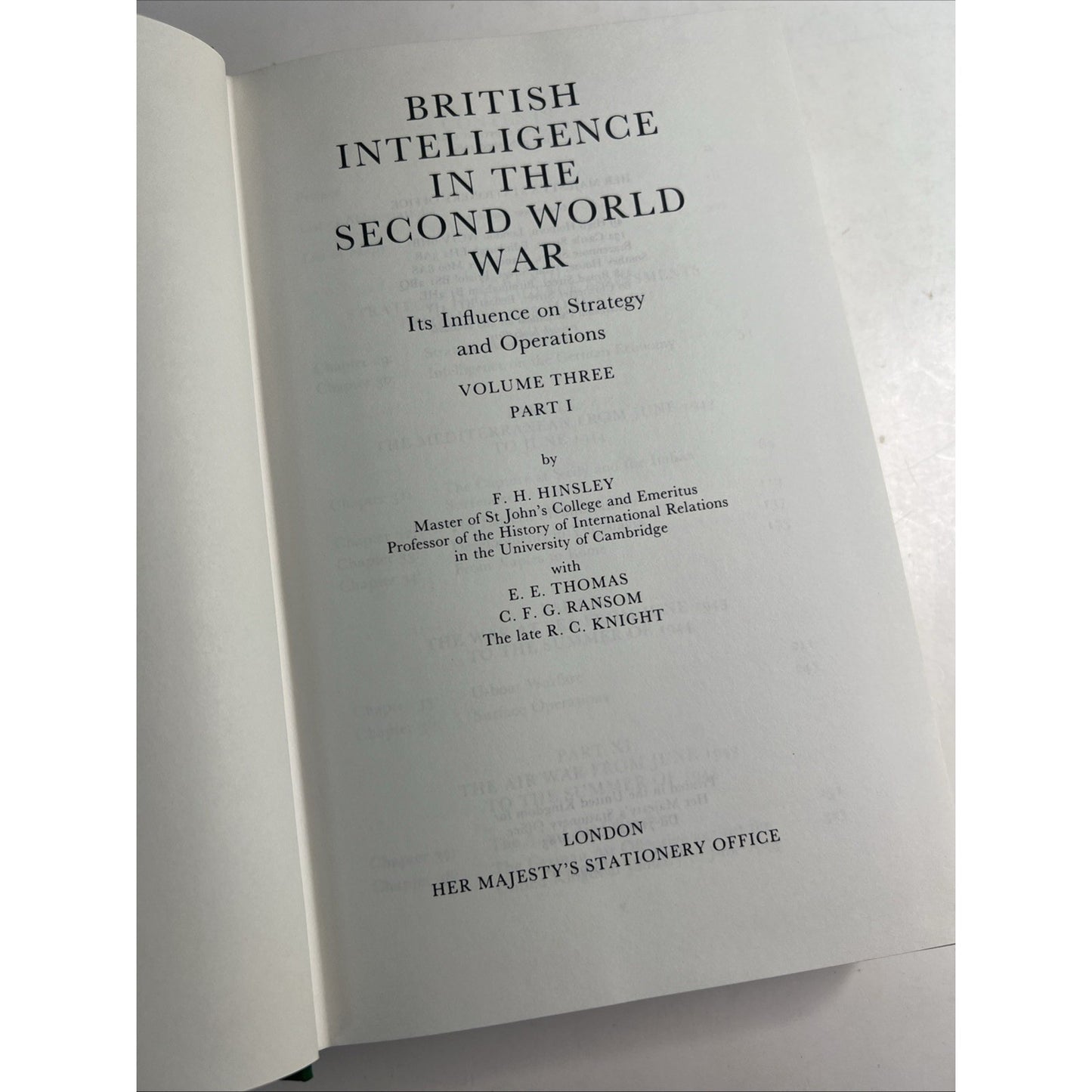 BRITISH INTELLIGENCE IN THE SECOND WORLD WAR by Hinsley 5 Vols 6 Books HC DJ