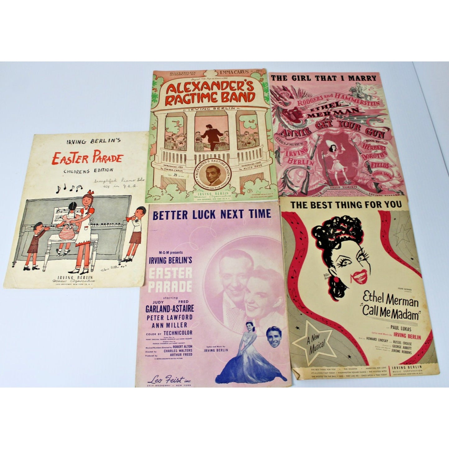 Early Vintage 5 Pc. Sheet Music by Irving Berlin- Alexander's Rag Time Band
