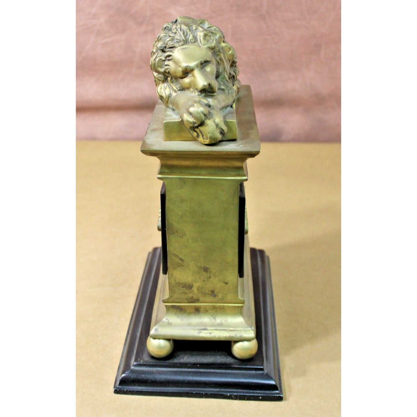 11" Antique Grand Tour Brass Lion Sculpture, Classical, Regency