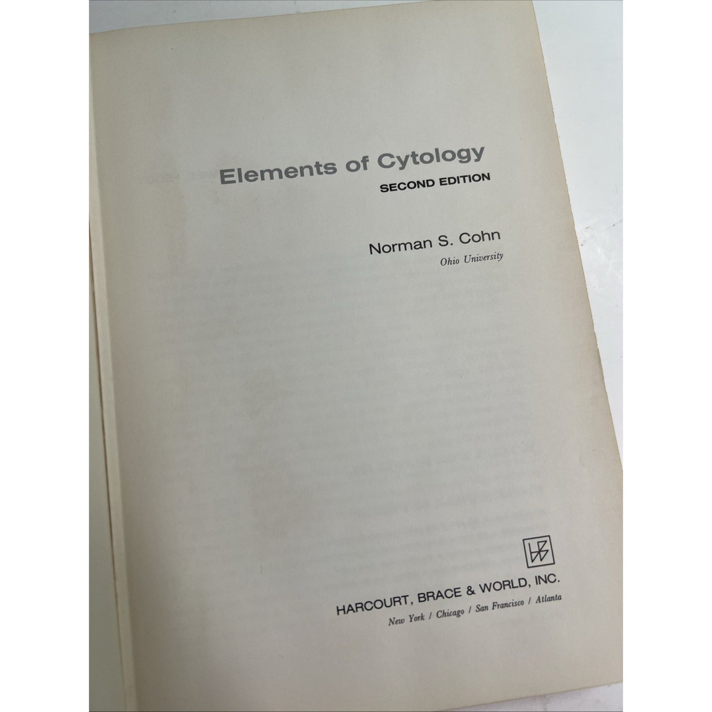 Elements of Cytology by Norman S Cohn 1969 Second Edition HC Illustrated
