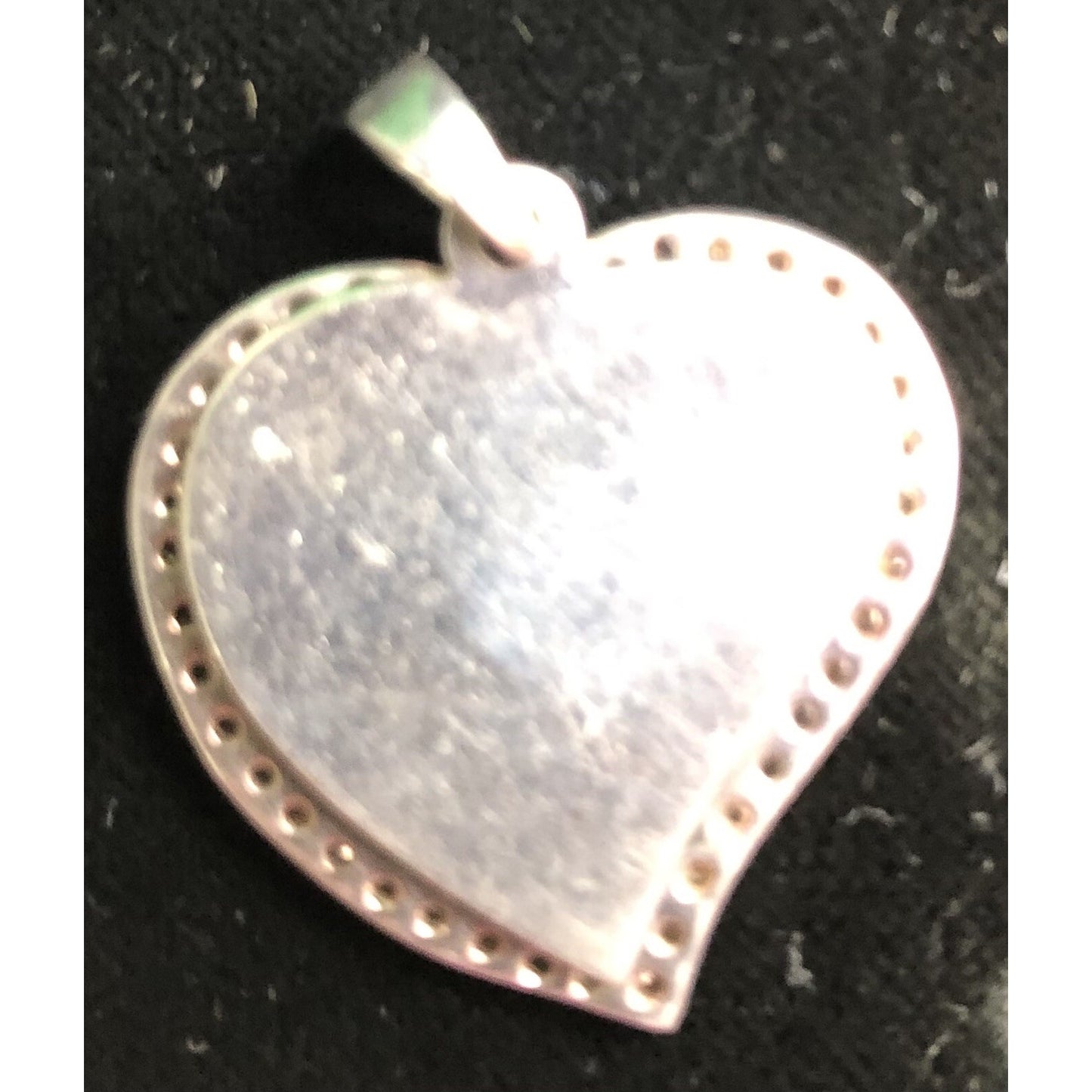 Vintage Sterling Layered Heart I LOVE YOU Engraved Pendant With Rhinestones