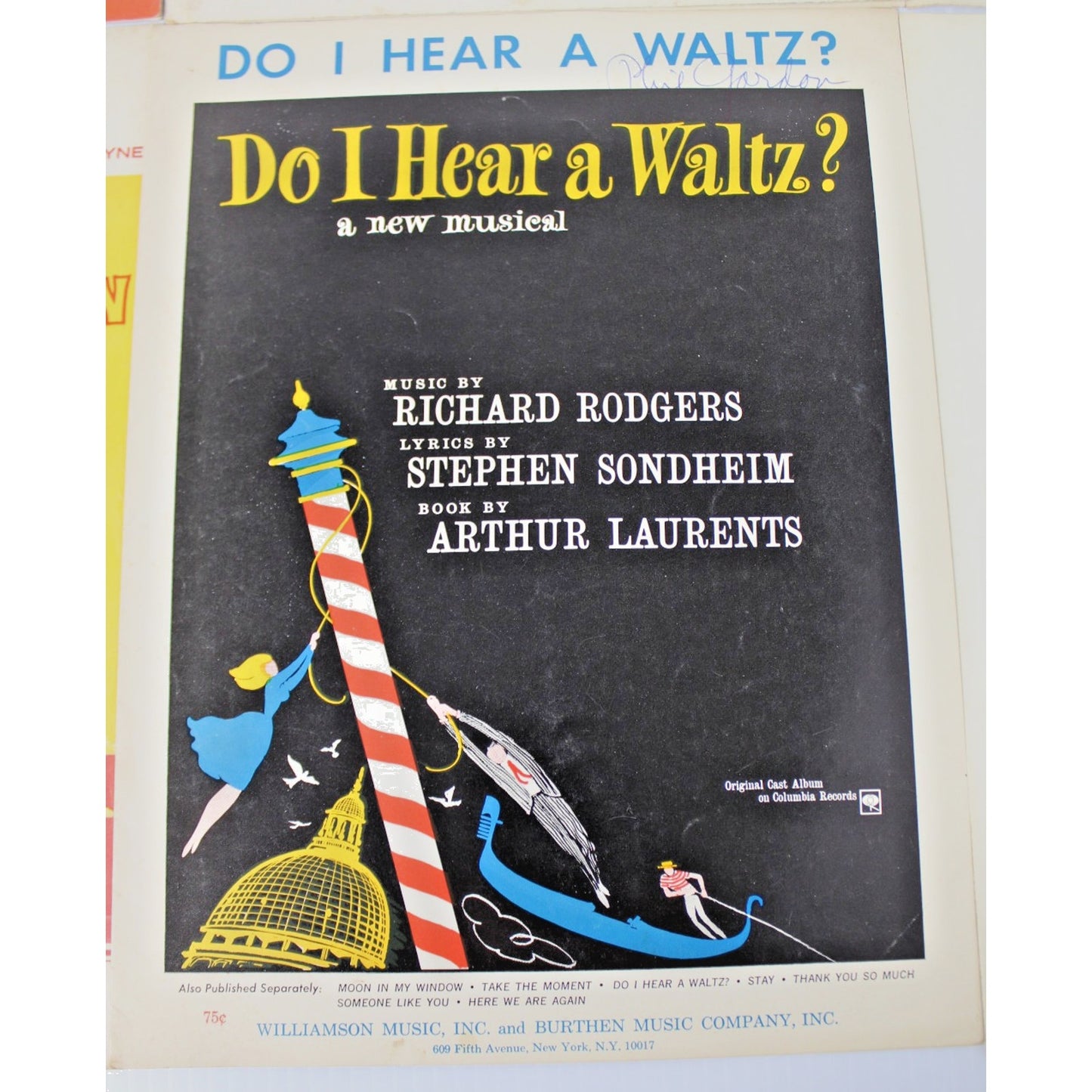 6 Pc. Vintage Broadway Sheet Music- Sondheim, Rodgers, Merrill, Bernstein, Styne