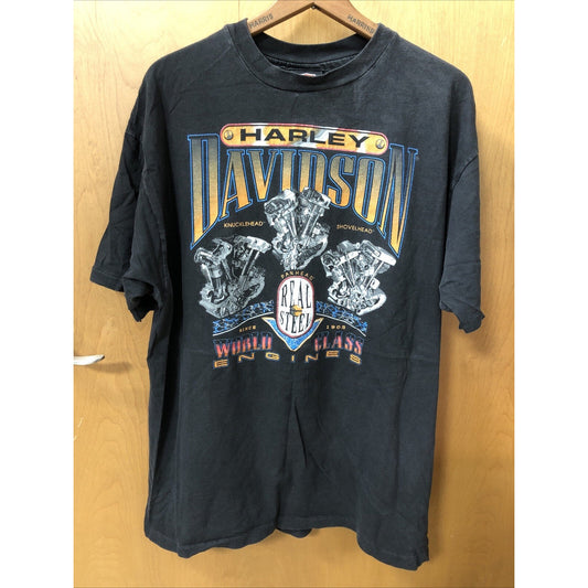 Mens Vintage 90s Harley Davidson Real Steel Savannah Georgia TShirt Size XL