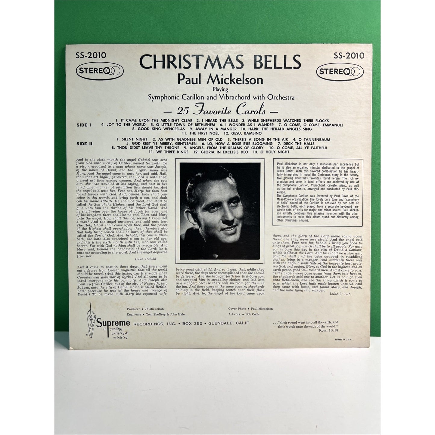 Paul Mickelson Christmas Bells On Supreme With Orchestra LP Record Vinyl