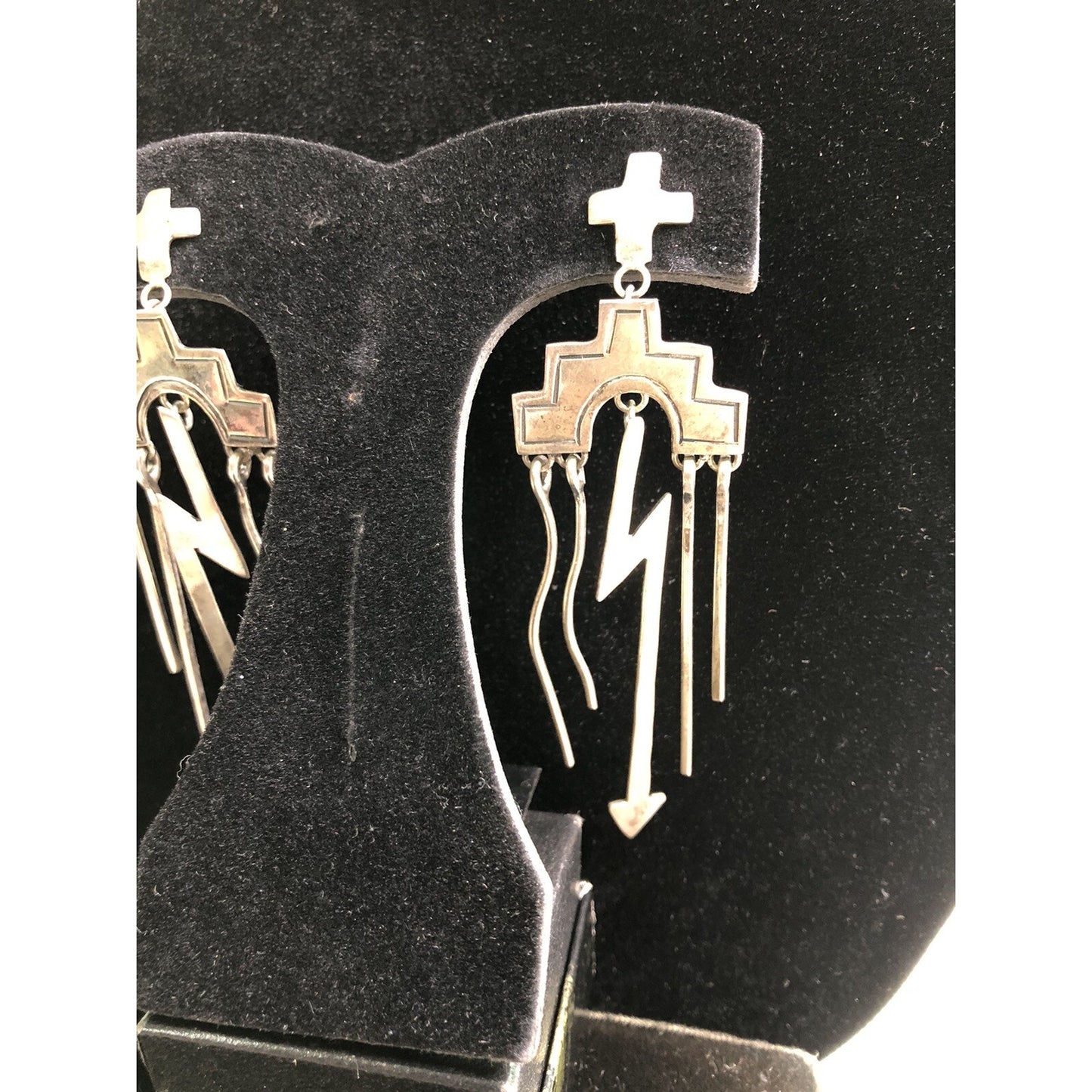 Vintage Signed Stamped Nora Nelson Navajo Sterling Pierced Earrings Native