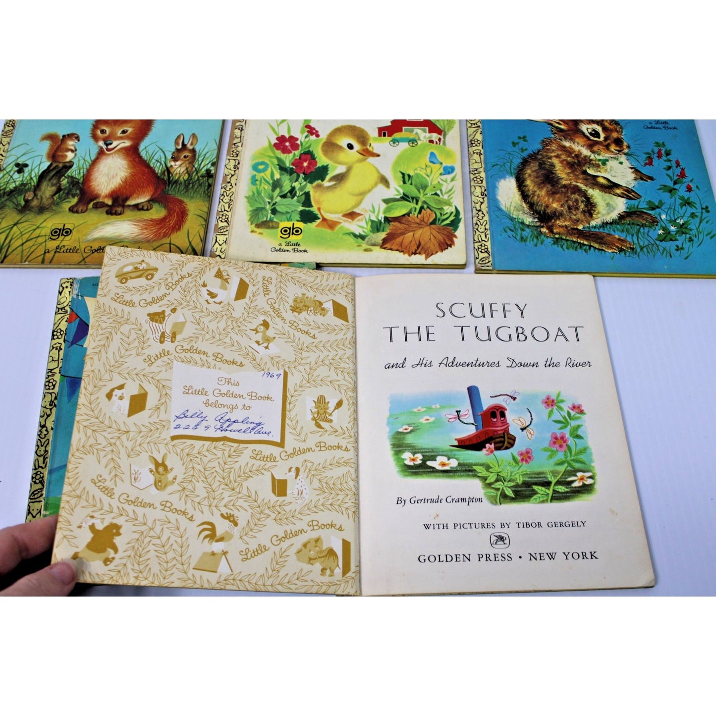 5 Vintage Little Golden Books- Baby Shower Gift Retro Nursery Cozy Kids' Stories