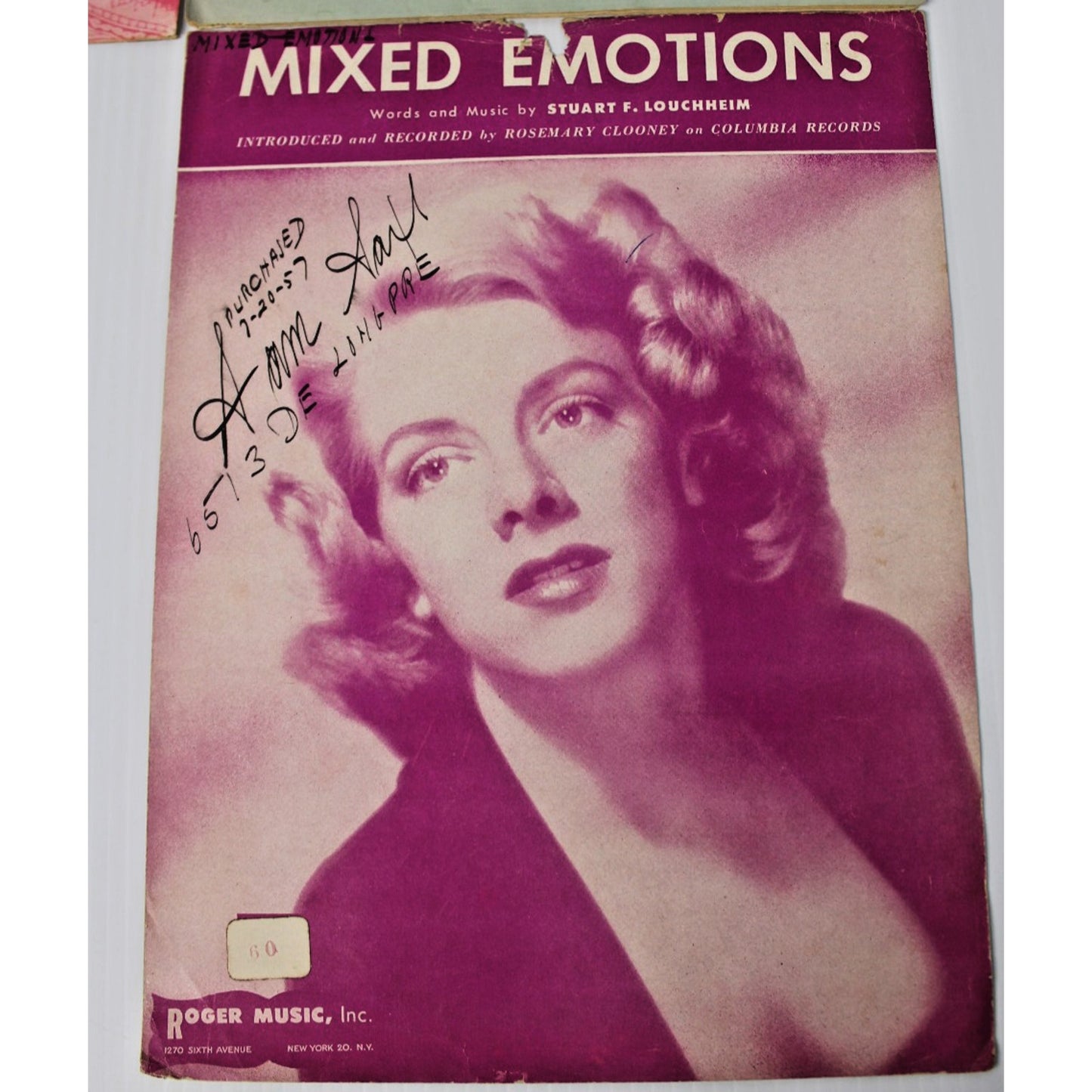 4 Vintage Pc. Sheet Music, Signed & Dated Hollywood, CA, 1950s, Professional