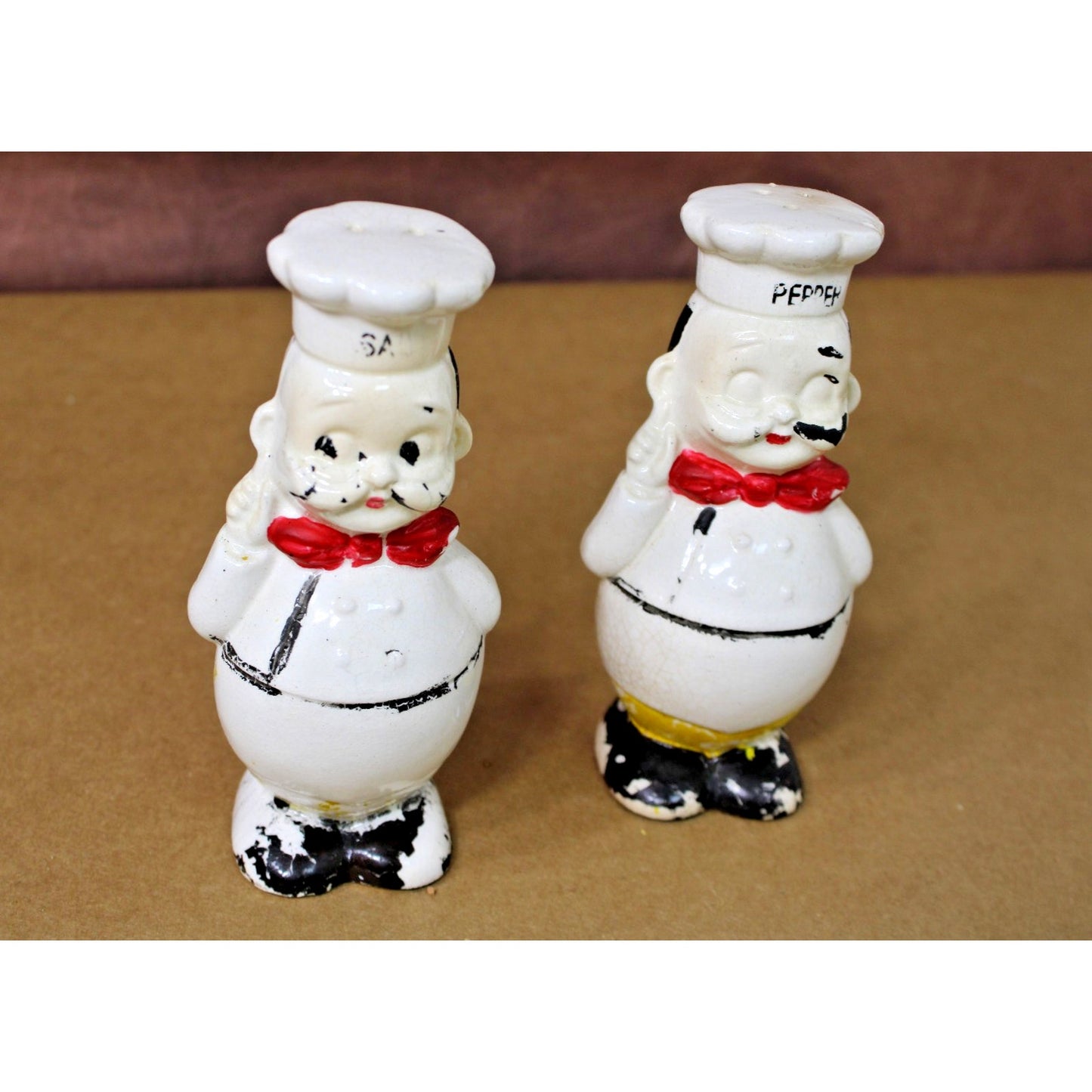 Vintage Made in Japan Salt and Pepper Shakers, Chef Cook Large 5.5"H