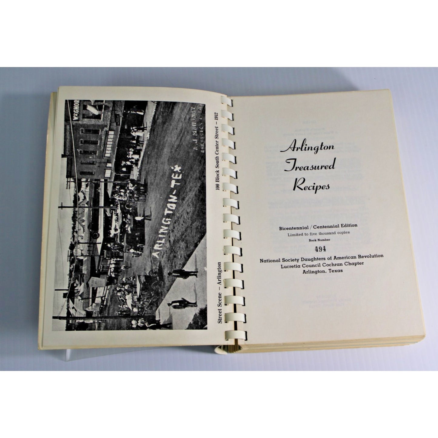 Limited, Numbered Bicentenial Edition "Artlington Treasured Recipes" Texas DAR
